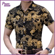 Yoewre Men Vintage Shirt Single-breasted Men Shirt Mens Floral Print Slim Fit Shirt with Ice Silk Fa