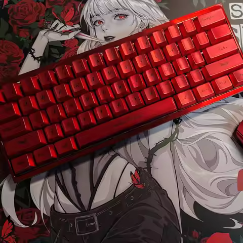 Palace Flower Metal Keycaps Custom Electrophoretic Wine Red Aluminum Alloy Keycaps UV Cherry Profile