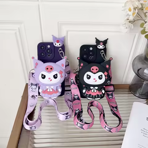 For Samsung J2 J5 J6 J7 J8 Prime Pro Plus Note 8 9 10 Plus Lite Ultra Cartoon Kuromi Crossbody Strap