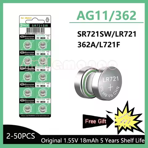 2-50PCS 1.55V AG11 18mAh Button Battery SG11 LR58 SR58 162 361 362 LR721 SR721 SR720 L721F Cell Coin