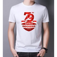 Men's T-SHIRTS DISTRO DIRGAHAYU HUT 79 YEARS FRONT PICTURE ADULT CLOTHES BASIC T-SHIRT