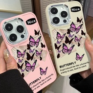 Personalized Butterfly Pattern Phone Case Compatible for IPhone 11 12 13 14 15 Pro X XR 15Plus XR X XS Max 7 8 Plus Independent Large Hole Lens Frame Silicone Soft Casing