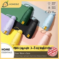 Payung Mini Kapsul 5-Lipat – Pelindung Matahari & Hujan, Mudah Alih & Kompak – Mini Capsule 5-Fold U