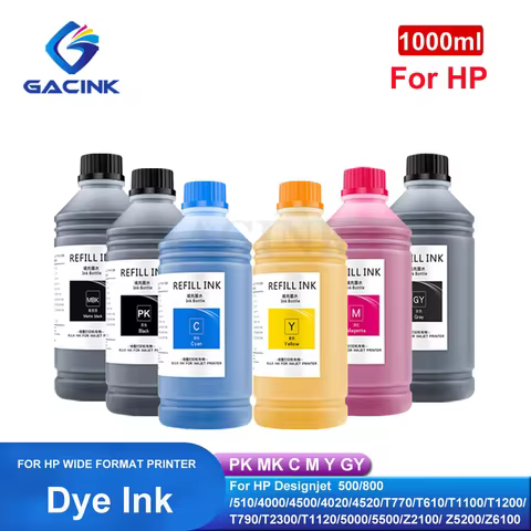 Wide Format UV Light Resistance Dye Ink 1000ML For HP 500 800 510 4500 T610 T1100 T1200 T790 T1300 T