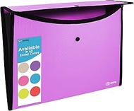 Square Flap Document Holder Purple, Expanding File Folder, A4 Letter Size Reusable Filling Envelopes