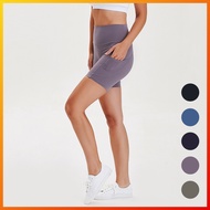 New 5 Color Women Lululemon Spliced Yoga Shorts Hot Pants c2938x