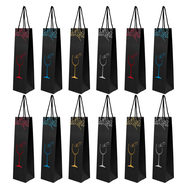 12Pcs Kraft Paper Wine Bags Gift Bag Red Bags Single Bottle Tote Wine Hand Bag Carry Bag Organizer B