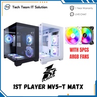 1st Player MV5-T MATX Double Side Tempered Glass Gaming Case (With 5 ARGB Fans)