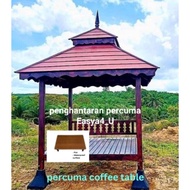 GAZEBO/PONDOK KAYU siap pasang- FREE Coffee table.