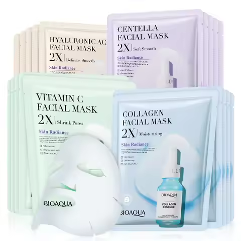 20 Pieces BIOAQUA Centella Collagen Vitamin C Facial Mask Moisturizing Refreshing Sheet Masks Hyalur