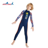 DIVE & SAIL One-Piece เด็ก Quick-Dry ชุดว่ายน้ำชุดว่ายน้ำชายหญิงเด็ก Rushguard ชุดดำน้ำแขนยาว Anti-U