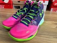 Under Armour 籃球鞋 Curry 2 UA 極光 藍紫 桃紅 綠 男鞋 高筒3026052600