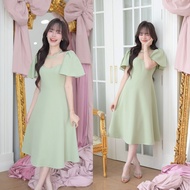 Starry Soul Midi Dress : Matcha Green