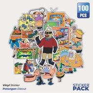 100 PCS Mermaid Man And Barnacle Boy Waterproof Aesthetic Stickers - For Laptops, Motorcycles, And H