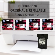 [DOSSVETT] HP 680/ 678 100% Original Ink Black & Tri-Colour OR REFILLABLE 680 BLACK INK CARTRIDGE