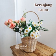Laura Rattan Basket - Decorative Flower Basket Rattan Flower Vase Rattan Basket Rattan Storage Baske