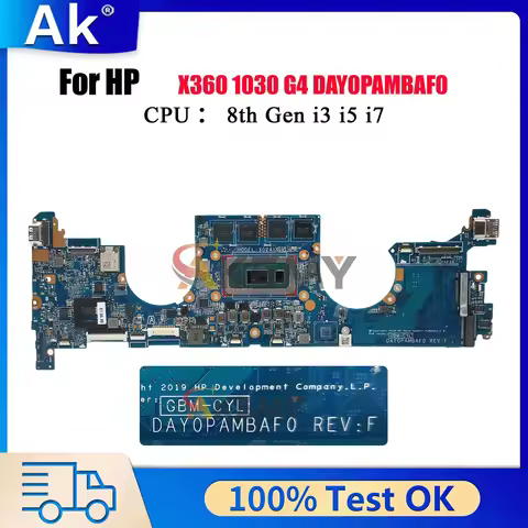 DAY0PAMBAF0 Laptop Motherboard For HP EliteBook X360 1030 G4 With i5 i7 8th Gen CPU 8GB 16GB RAM L78