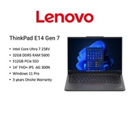 [32GB Ram] Lenovo ThinkPad E14 Gen 7 Laptop|14" FHD|U7-258V|32GGB|512GB SSD|Win11 Pro|3Yrs Onsite|Br