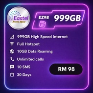 Premium Simkad Eastel EZ98 999GB RM98 | 10GB Roaming Unlimited Hotspot