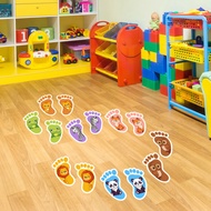 Cute DIY sticker Footprint Sticker, Footprint and Palm Lattice Floor Sticker Wall Decals Colorful Fe
