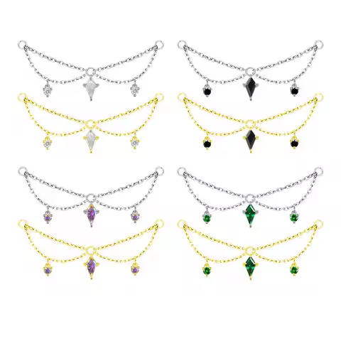 MDNEN ASTM F136 Titanium Chain Pendant Hinged Segment Ring Attachment Chain Piercing Body Jewelry