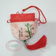 Tas Imlek Koin 9 Cm Angpao Kecil Merah pink Kain Gantungan