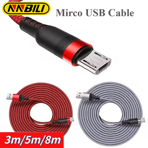 NNBILI Extender Micro Usb Fast Charging Cable Charger 3M/5M/8M Micro Usb Cord for Xiaomi Samsung Hua