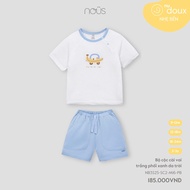 NOUS - White and sky blue off-the-shoulder suit - Nu Doux - 9M 12M 18M 2Y - SS25.T3A- ZN747