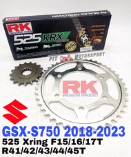 RK Sprocket Set SUZUKI GSX-S750 2018 - 2023 525 GB KRX X-Ring Black Gold Chain Rantai Xring GSXS 750