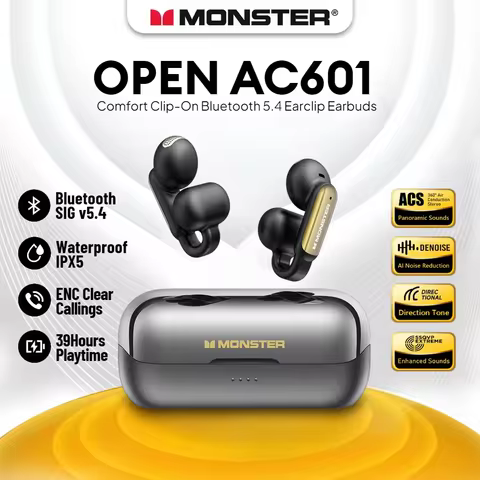Monster AC601 OWS Wireless Bluetooth Earphones ENC Call Noise Canceling Earclip Headphone with Mic O