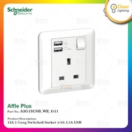 SCHNEIDER AFFLE PLUS 13A 1GANG 2.1A USB SOCKETS