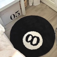 Blackball Round Rug, Black 8-Ball Soft Plush Carpet, Anti-slip Carpet for Kitchen Bathroom, Hoom Dec