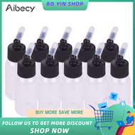 Aibecy กล่องละ 10 ออนซ์ 1.2 ออนซ์ (35 ซีซี) ขวดสีแอร์บรัชหม้อไหพร้อมฝาอะแดปเตอร์ฝาสเกลไลน์ Dual-Action กาลักน้ำฟีดแปรงอากาศอุปกรณ์แปรงลม