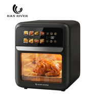 Han River หม้อทอดไร้น้ำมัน 10L 1500W เตาอบลมร้อน 360° หน้าจอสัมผัส 8 เมนู อบ ทอด ย่าง อเนกประสงค์