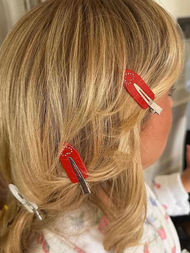 Vogueess New Emijay หวาน Handmade กิ๊บติดผม No Trace Strawberry Jump French Fringe Clip Floral Style