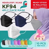 KF94 HEADLOOP EARLOOP 4PLY DISPOSABLE FACE MASK HYGIENE HIJAB BERTUDUNG TALI MASK PEREMPUAN WANITA