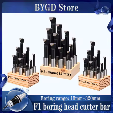 BYGD F1 Boring Hole Boring Bar Set Tungsten Carbide Bar Boring Head MT3 MT4 R8 BT NT Boring Bar Set 