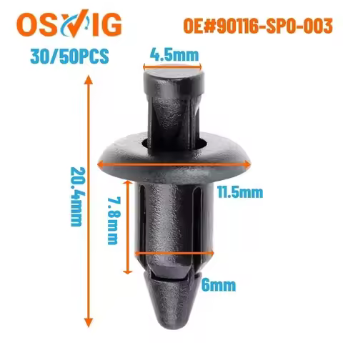 30/50 Pcs Oe# 90116-sp0-003 Nylon Bumper Seal Grille Rivet Push-type Fixing Clip For Honda Nissan