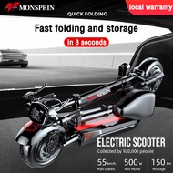 Monsprin foldable electric scooter for adult XLP-Q8 48V500W  Off-road Water Proof Electrical Car Electric Scooter for Adult 200kg Foldable Basikal Eletrik dewasa Motor 11 Inches Radial Tire Ebike basikal elektrik murah gila motor skuter elektrik-电动车Q8