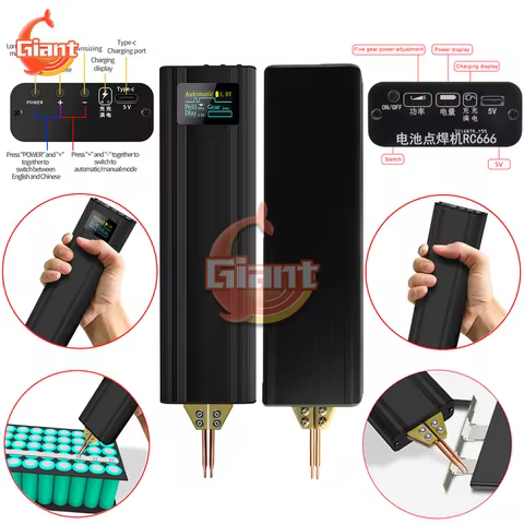 Portable Handheld Spot Welder Machine USB Rechargeable Spot Welding Pen 5 Gears Adjustable Nickel Sh