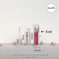 5ml E Square Lipgloss Casing - Clear / Pink LP72-5