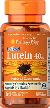 Puritan's Pride Lutein 40 Mg with Zeaxanthin, Helps Support Eye Health*, Whole Bean, 60 Ct,