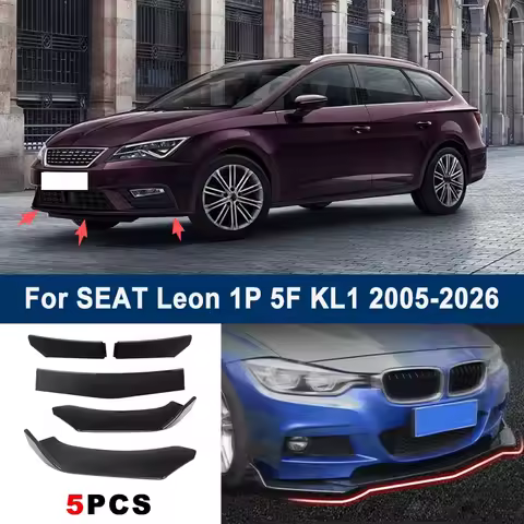 For SEAT Leon 1P 5F KL1 2005-2026 model, adjustable 5PCS front bumper lip spoiler protection decorat