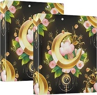 Golden Crescent Moons 1 1/2 Inch 3 Ring Binders Hold 200 Sheets Modern Clipboard Binder Round Ring H