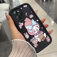 Case For Realme C35 Narzo 50A Prime Three-Color Milk Tea Rabbit Phone Silicone Shockproof