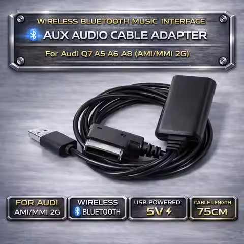 Wireless Bluetooth Music Interface AUX Audio Cable Adapter for Audi A4 A5 A6 A8 Q7 with AMI MMI 2G O