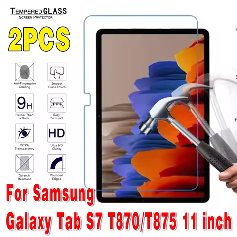 2Pcs Tempered Glass for Samsung Galaxy Tab S7 T870 T875 SM-T870 SM-T875 Screen Protector 9H 0.3mm Ta