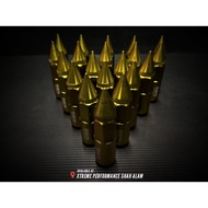 WHEEL NUT RAYS SPIKE TYPE GOLD COLOR STAINLESS STEEL LUG NUT 20 PCS