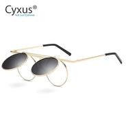 Cyxus Polarized Sunglasses for Men&Women Retro Double-folded UV400 Round Sunglasses-1970
