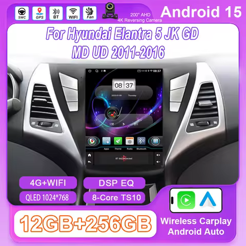 9.7 " Android 15 Car For Hyundai Elantra 5 JK GD MD UD 2011 -2016 Auto Radio Multimedia Player GPS N